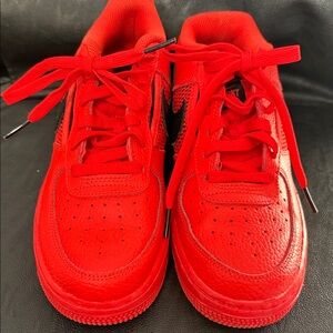 Air force ones red and black big boy 7Y